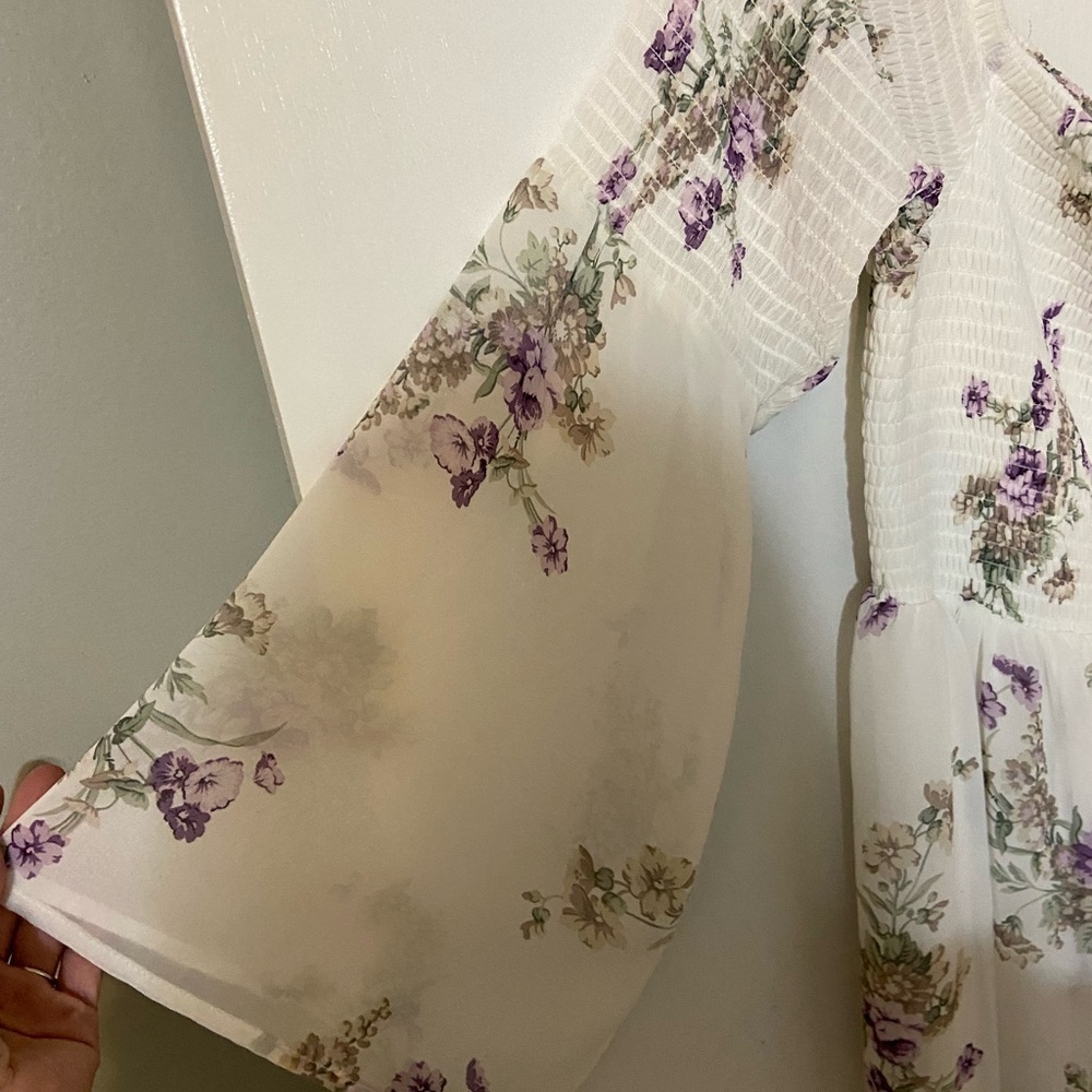 torrid White Maxi Dress with Purple Floral Accents size 1 - Picture 3 of 7